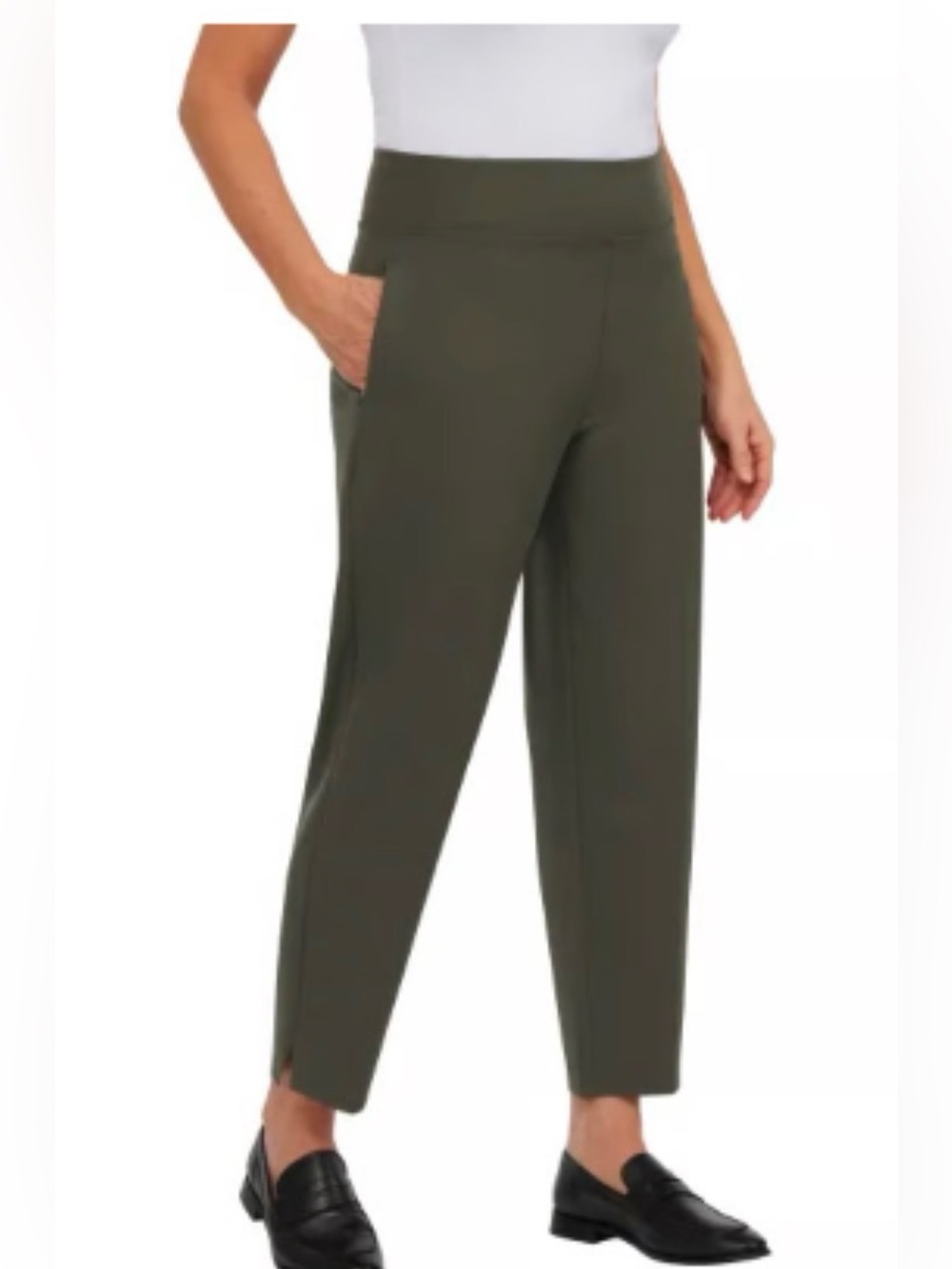 Kirkland Costco Women's Olive green Pull-On Ankle travel Pants